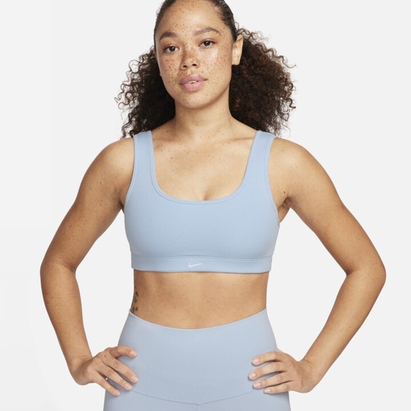Nike Womens sz small Alate All U Light Support Lined Ribbed Sports Bra in Blue - Picture 1 of 9